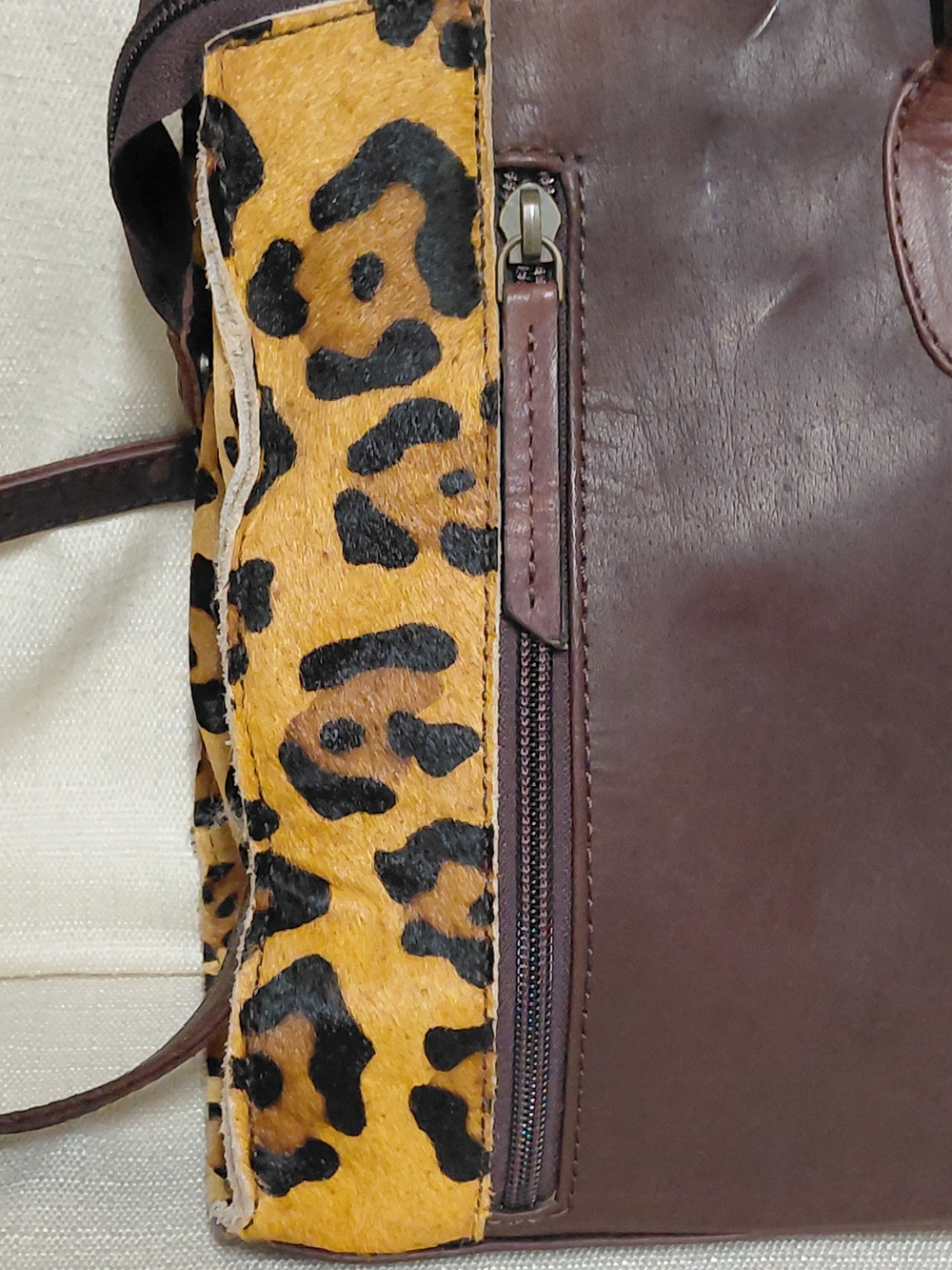 American Darling Brown Tooled Leather & Leopard Hair On *Concealed Carry Bag NWT - Picture 8 of 16